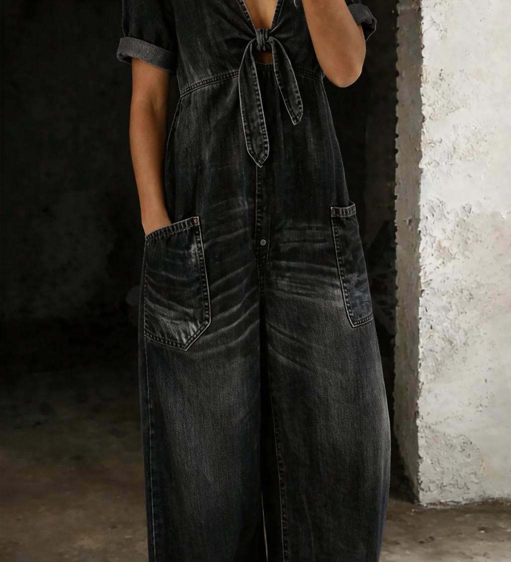 Camille - Combinaison Manga Courte avec Décolleté en V | Total Look Tendance