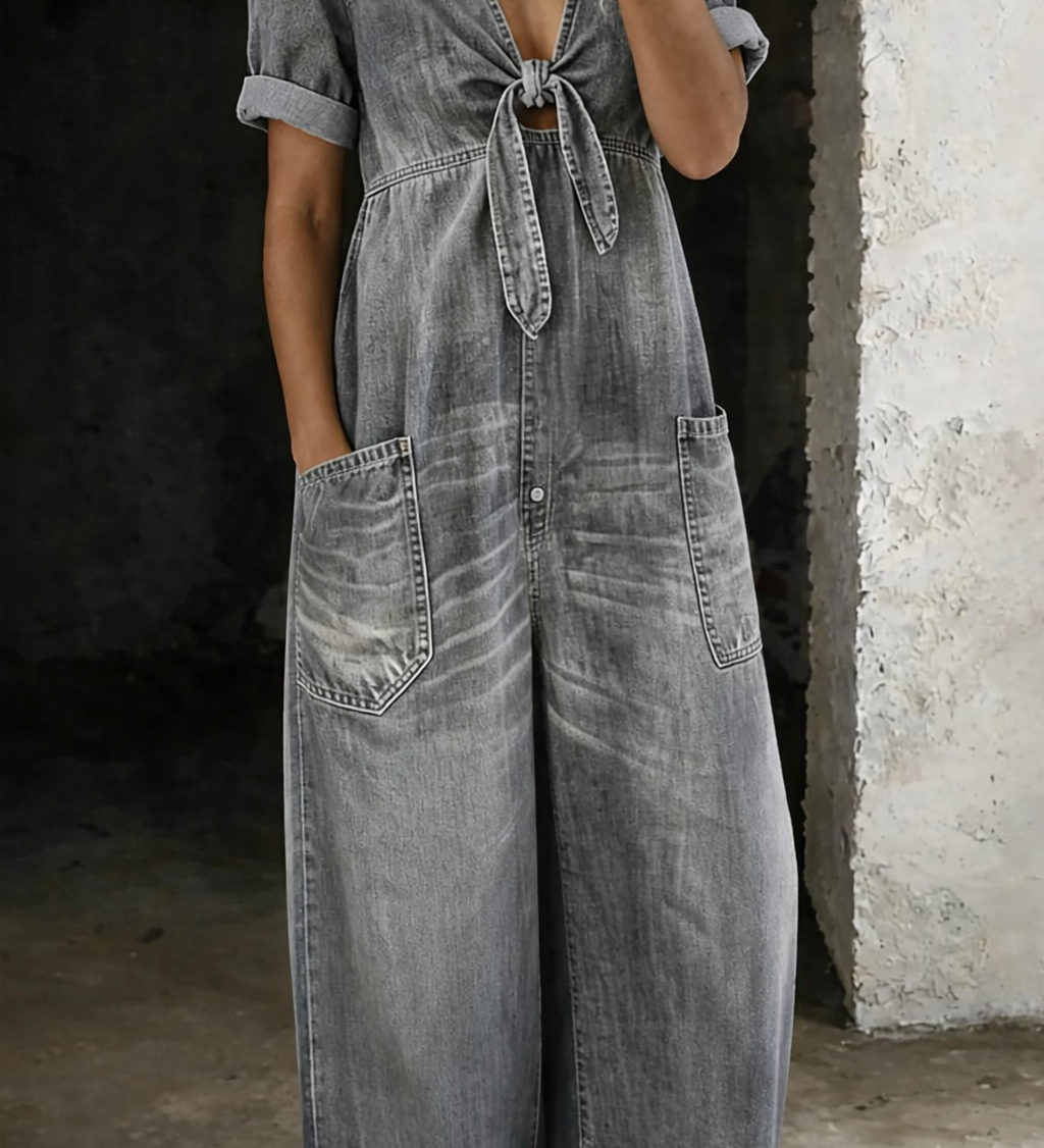 Camille - Combinaison Manga Courte avec Décolleté en V | Total Look Tendance