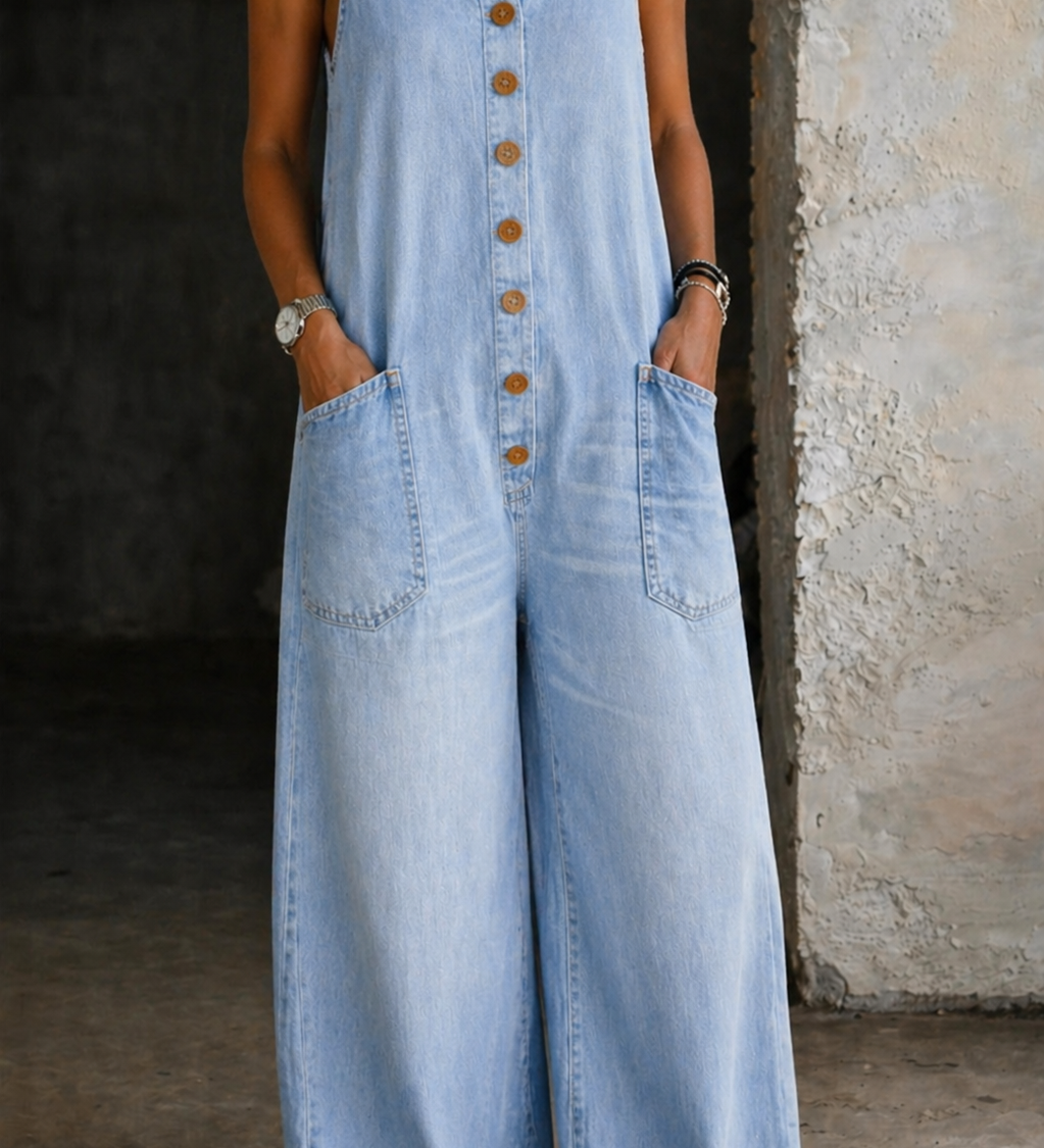 Brigitte - Pantalon Salopette en Coton Vintage Lavé | Effet Épuré