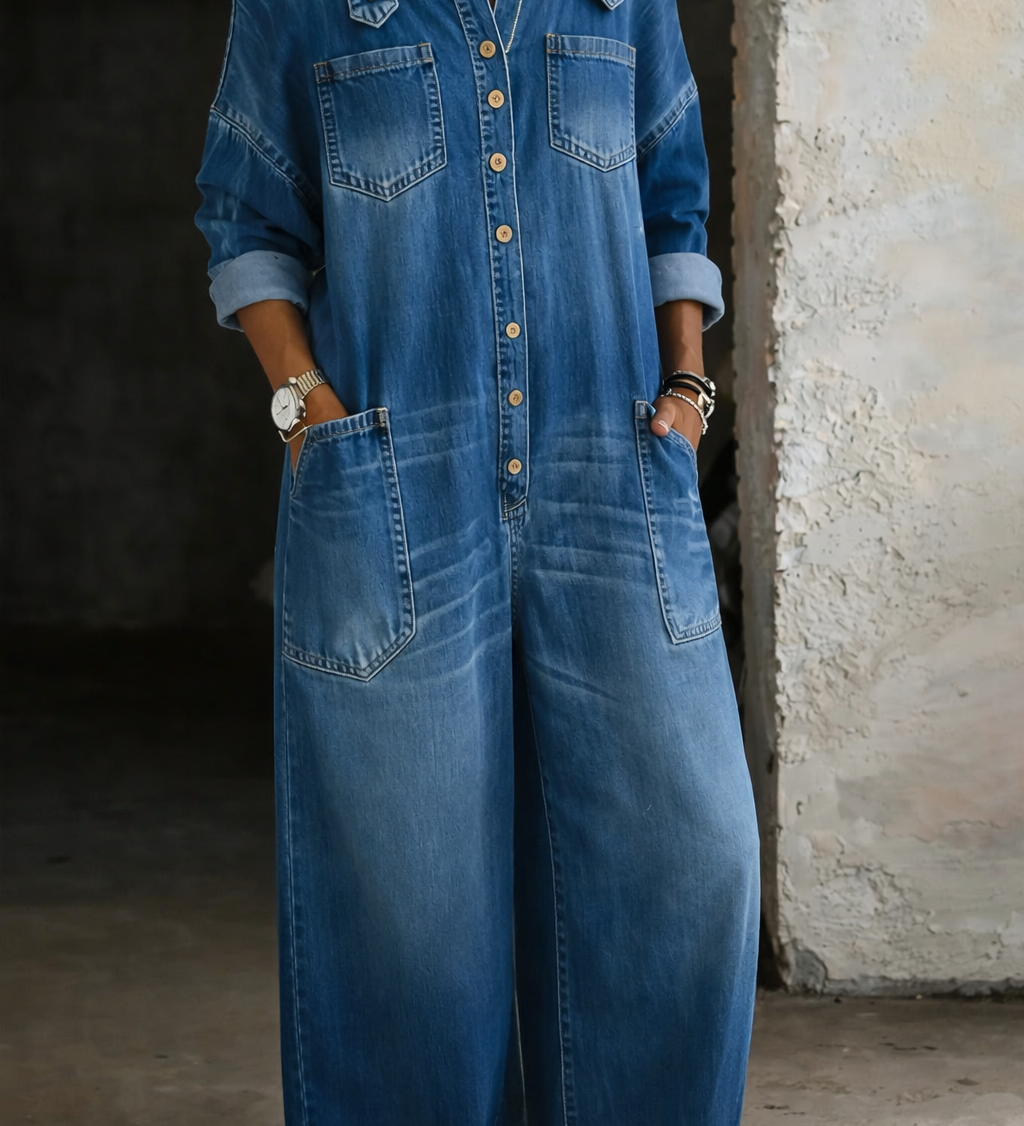 Céline - Combinaison en Denim Off Shoulder | Indispensable de la Saison