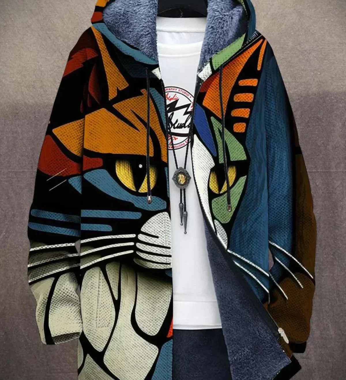 Cynthia | Cardigan à Capuche Imprimé Artistique