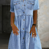 Sabine - Robe en Jean Décontractée Élégante | Effet Silhouette