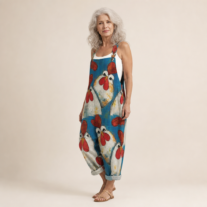 Marie | salopette imprimé coquelicot bohème