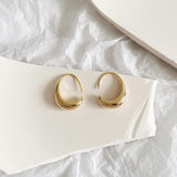 Oval Hoop Gold and Silver Earrings