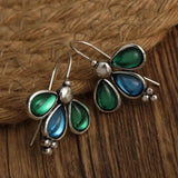 Emerald Wing Blue Teardrop Earrings