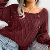 Malia - Pull gris foncé avec boutons et motif en torsades