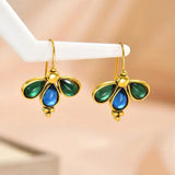 Emerald Wing Blue Teardrop Earrings