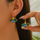 Emerald Wing Blue Teardrop Earrings
