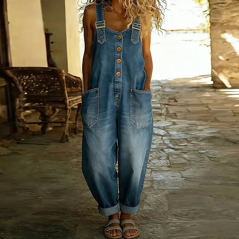 Madeleine - Mono Vintage en Coton Doux avec Aspect Denim | Total Look Tendance