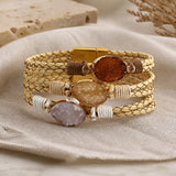 Triple Stone Multilayer Braided Bracelet