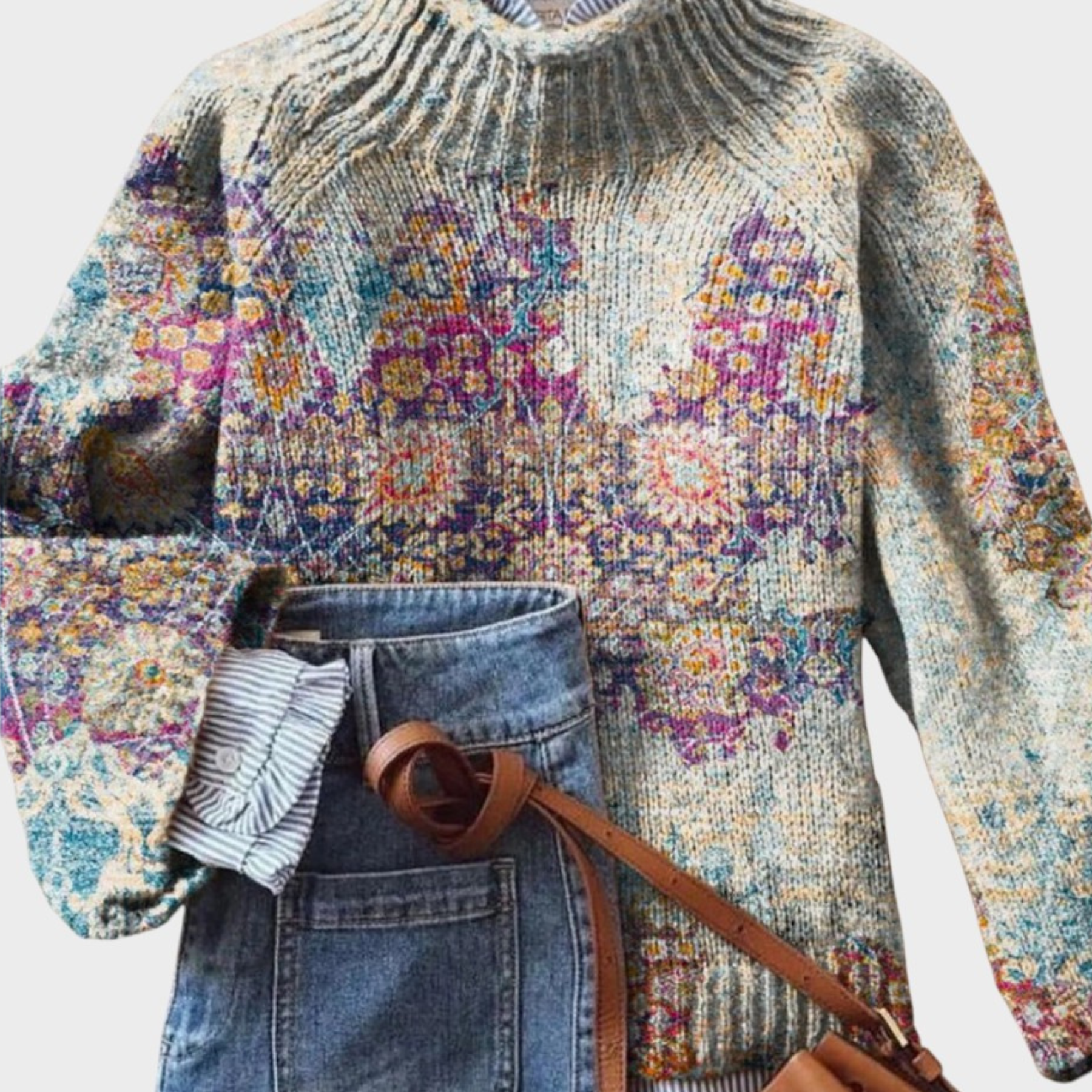 Vitória – Pull en maille au motif artistique