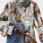 Mónica – Pull en maille au motif artistique