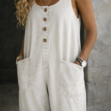 Brigitte - Pantalon Salopette en Coton Vintage Lavé | Effet Épuré