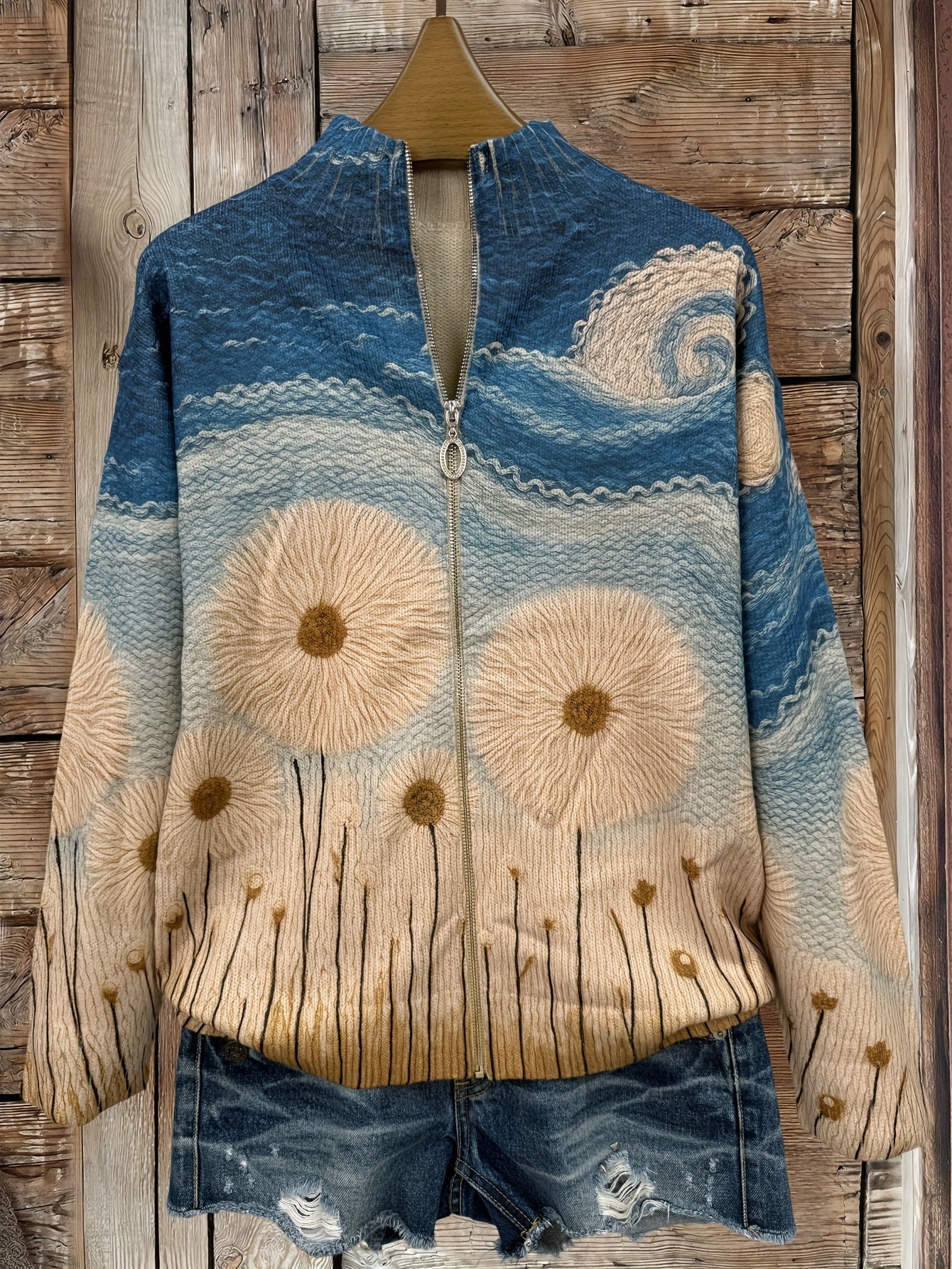 Yolanda – Gilet matelassé zippé à motif pissenlits – photo 2