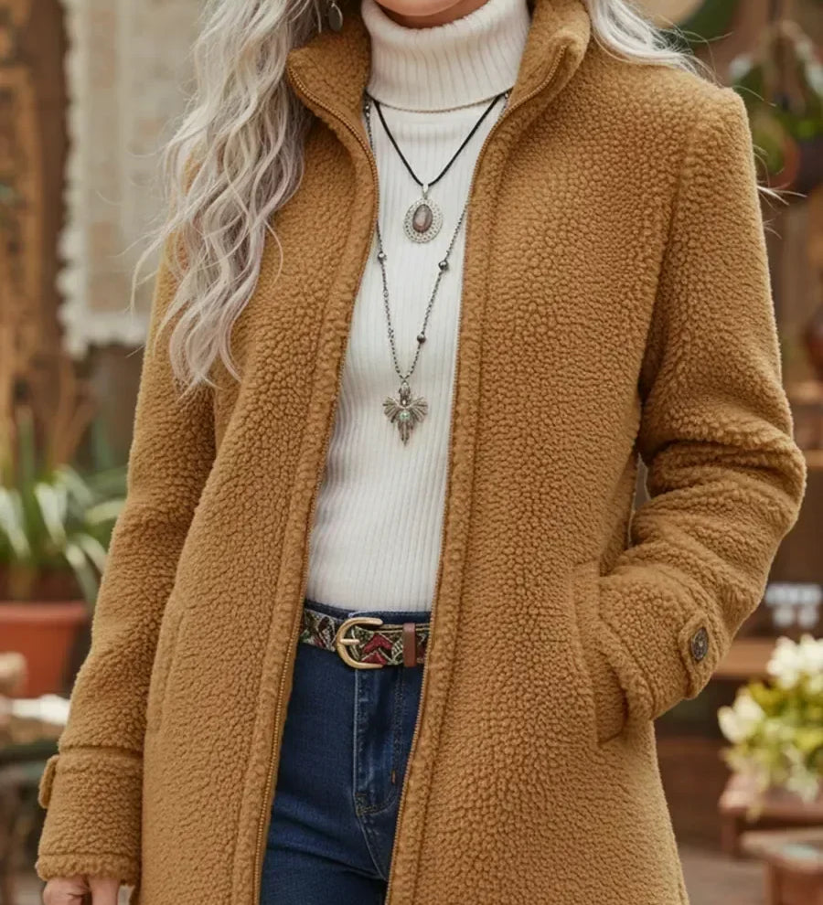 Deanna | Veste Peluche Douillette à Col Montant