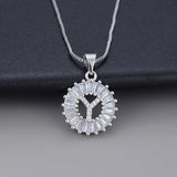 White Gold Initial Letter Zirconia Necklace