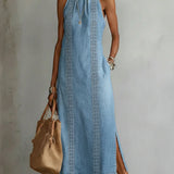 Júlia - Robe en Denim avec Dentelle Rétro | Tendance Denim