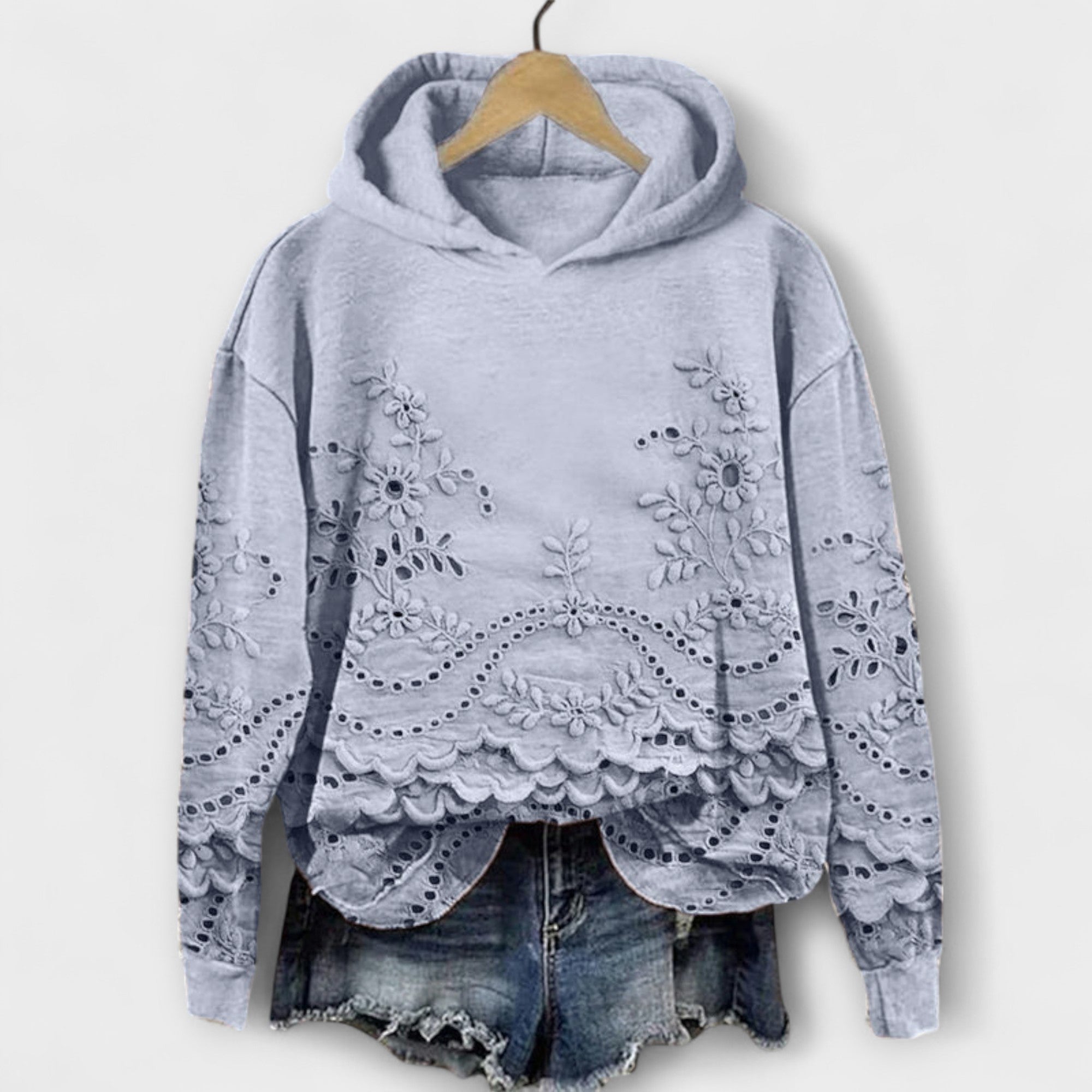 Grace - Hoodie Vintage Lila avec Imprimé Floral