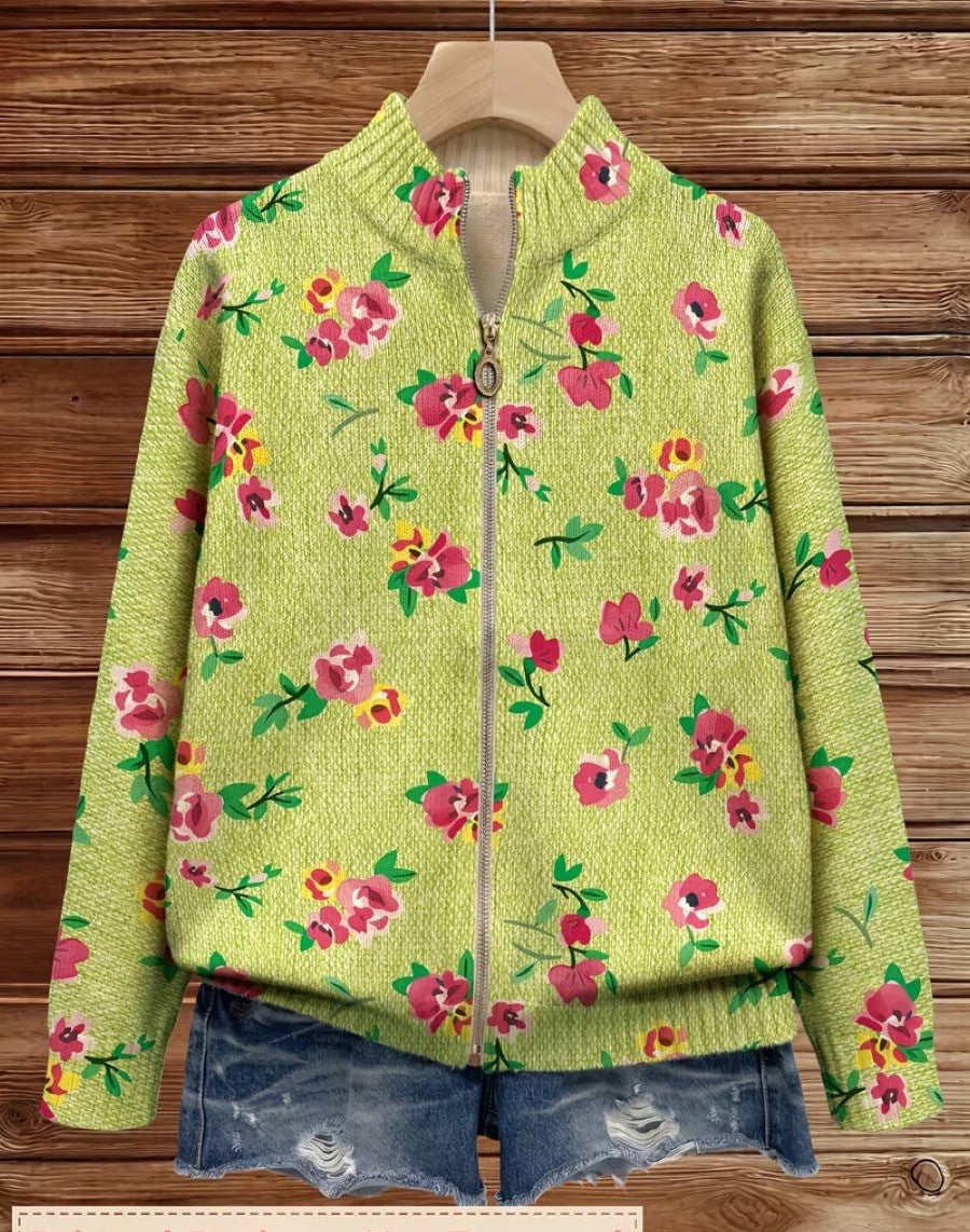 Constance – Gilet fleuri rose zippé – photo 2