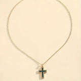 Emerald Cross Pendant Gold Necklace