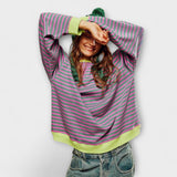 Mary - Pull oversized à rayures lilas