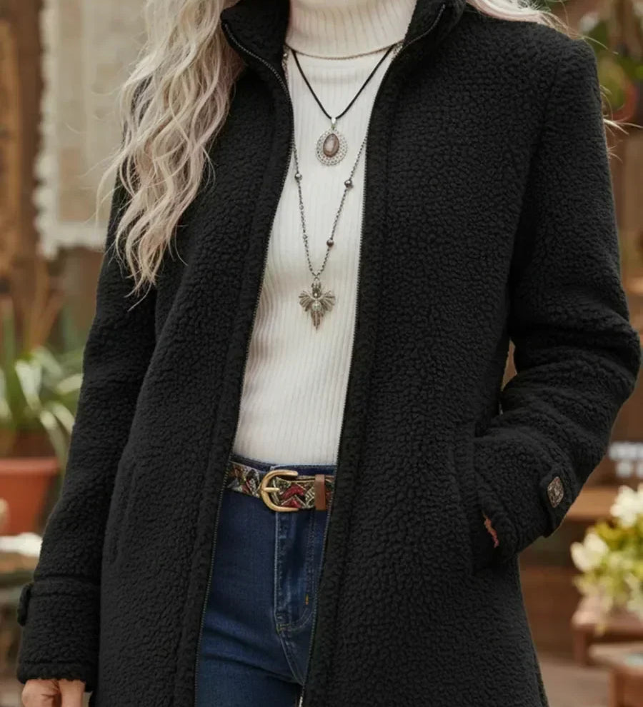 Deanna | Veste Peluche Douillette à Col Montant