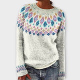 Devyn - Pull en velours côtelé couleur pétrole avec motif norvégien