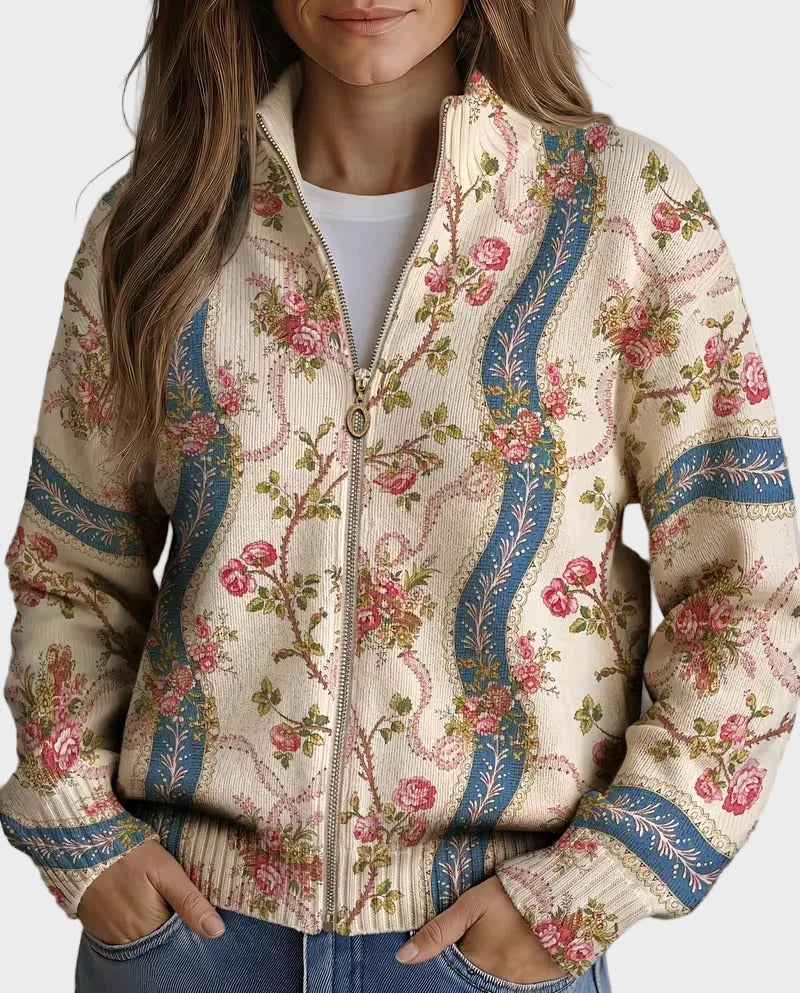Eulalia – Gilet à imprimé roses grimpantes