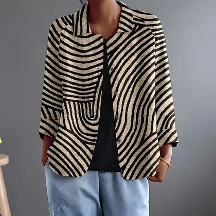 Hazel | Blazer Rayé Ouvert Intemporel