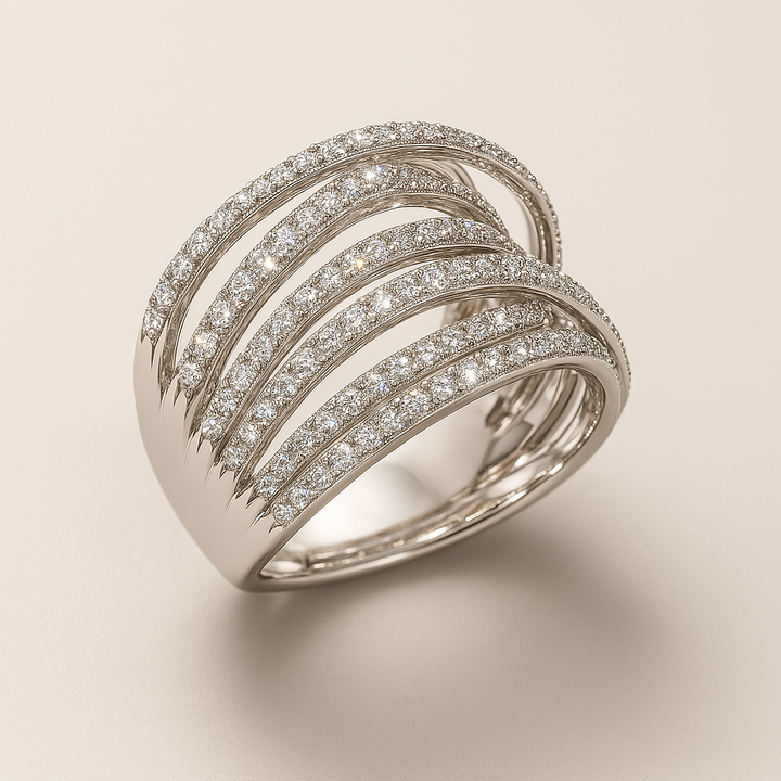 Bague en Argent Zirconia Vintage Superposée