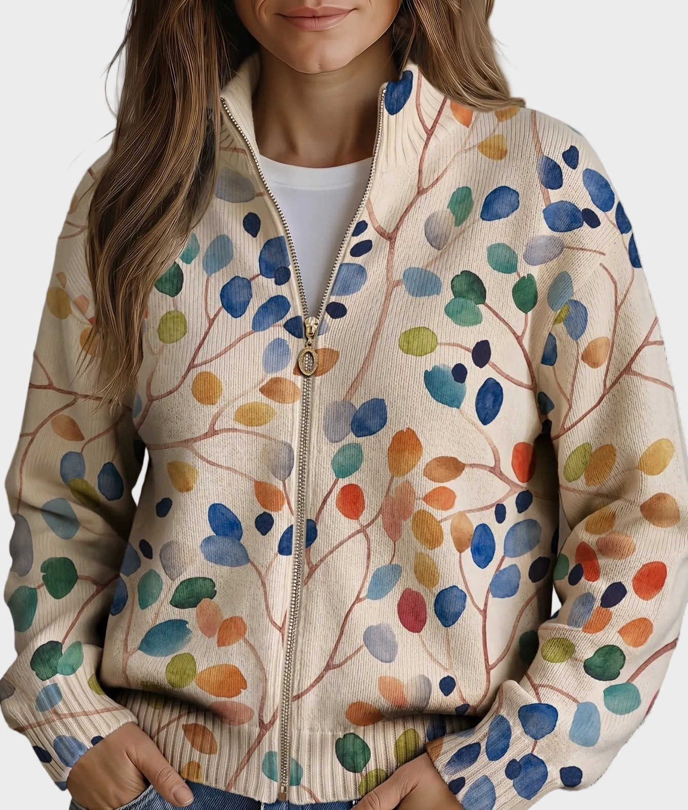 Imogene – Gilet à imprimé feuillage