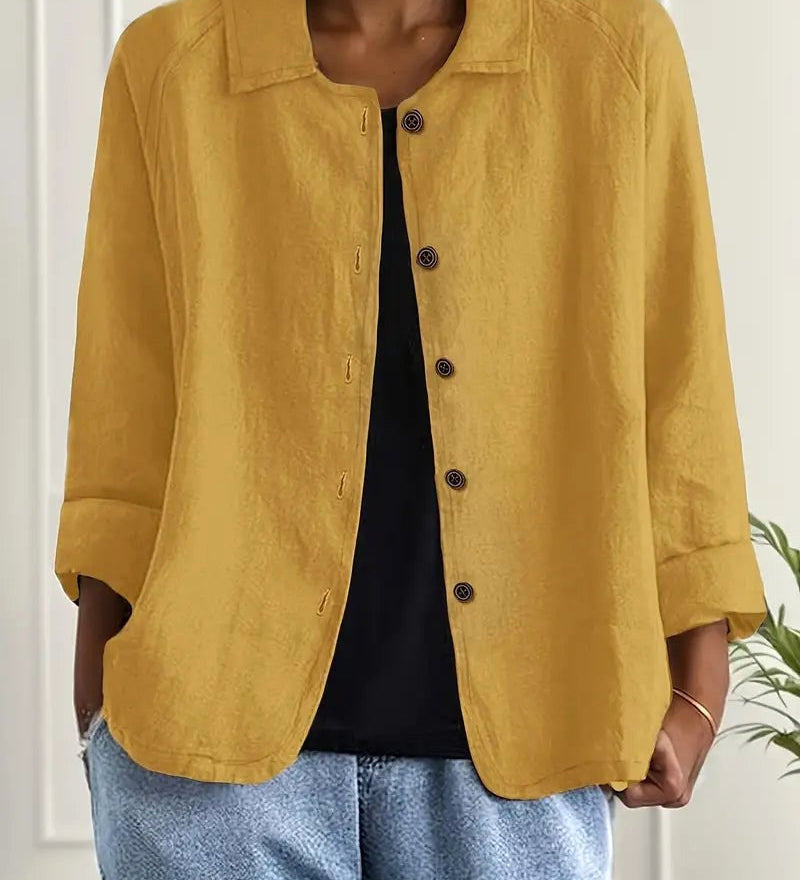 Harlow | Chemise-Veste Jaune Détendue à Boutons