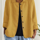 Harlow | Chemise-Veste Jaune Détendue à Boutons
