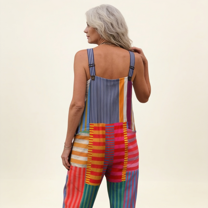 Manon | salopette rayures colorées artistique