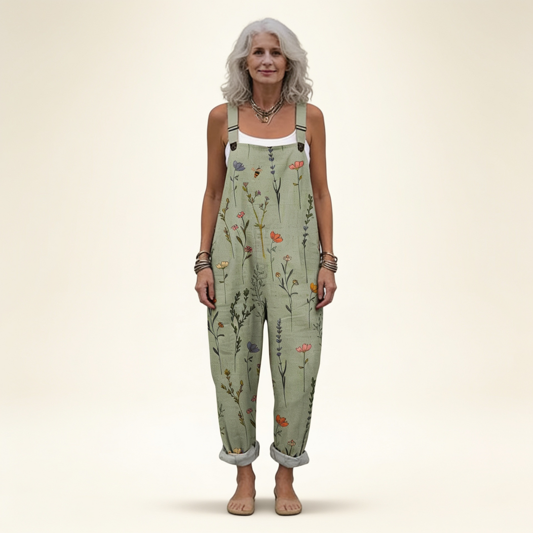 Claire | salopette fleurs sauge champêtre