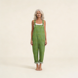 Eugénie | salopette vert texturé naturel