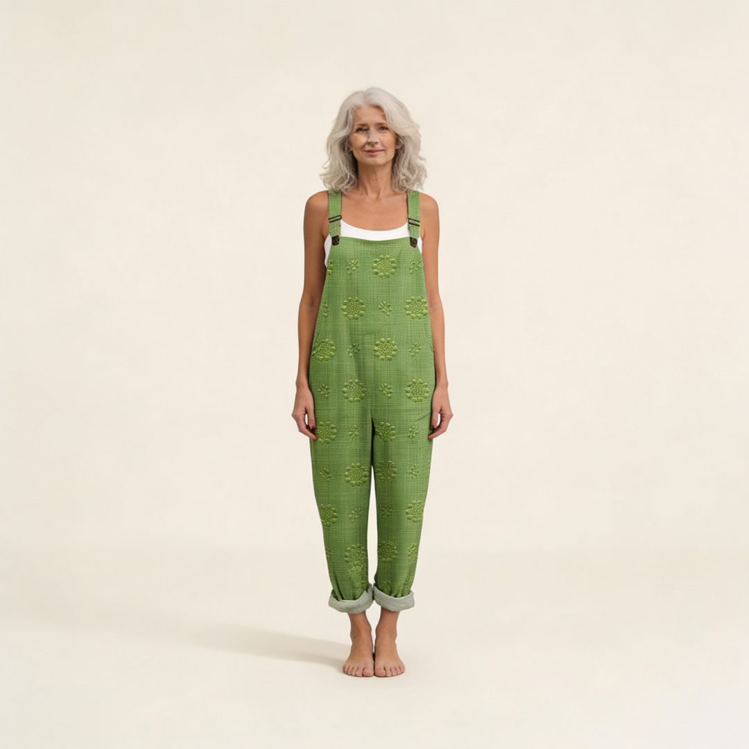 Eugénie | salopette vert texturé naturel