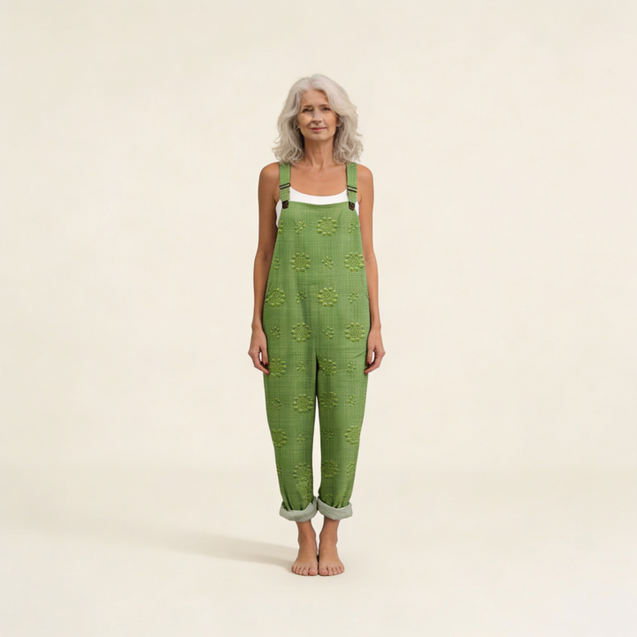 Eugénie | salopette vert texturé naturel