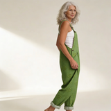 Eugénie | salopette vert texturé naturel