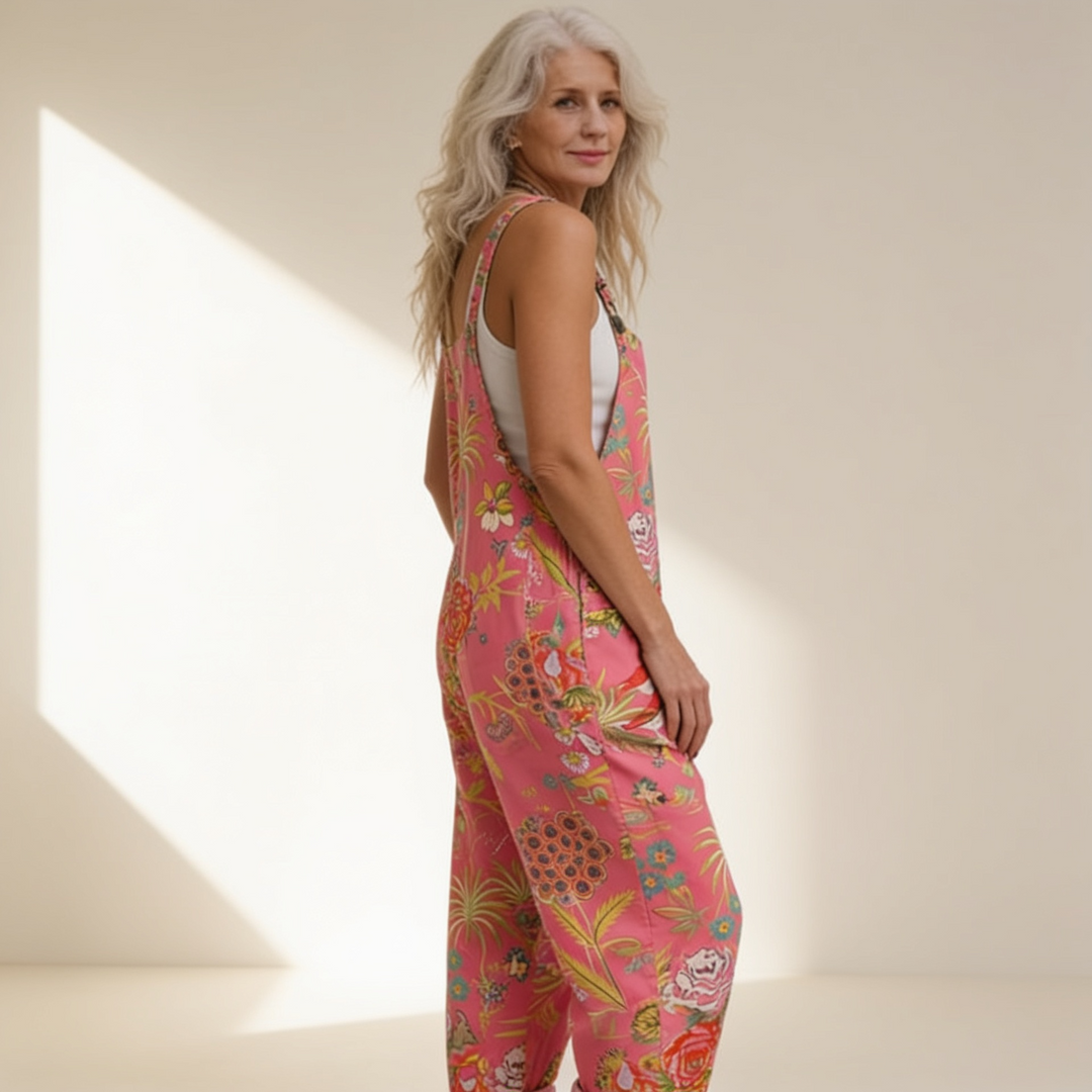 Isaline | salopette fleurs tropicales éclatante