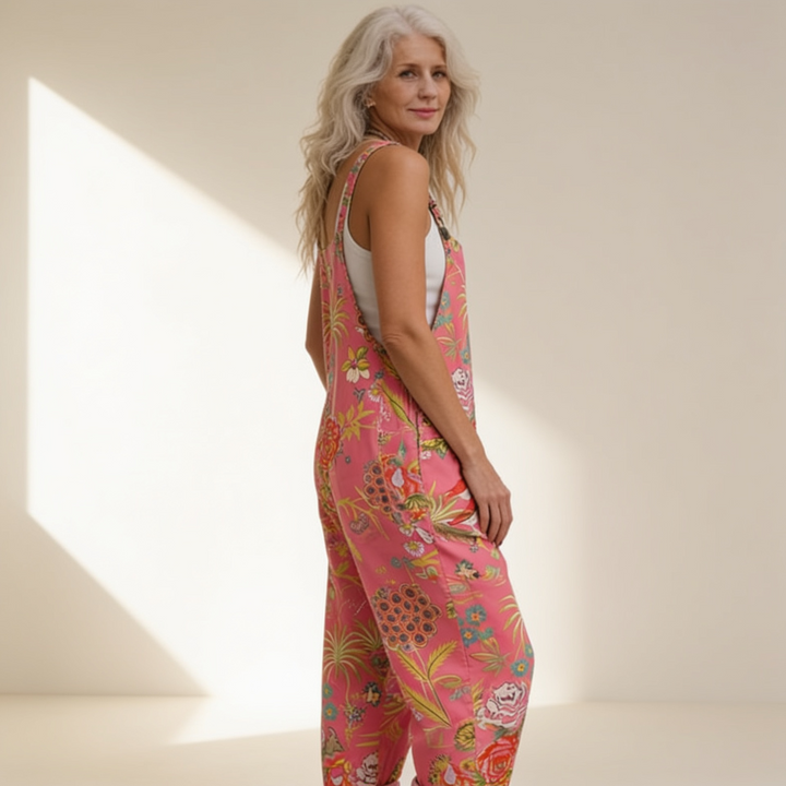 Isaline | salopette fleurs tropicales éclatante
