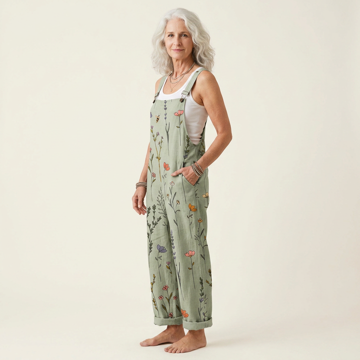 Claire | salopette fleurs sauge champêtre