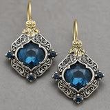 Blue Crystal Drop Earrings