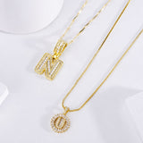 Paved Letter Initial Necklace Set