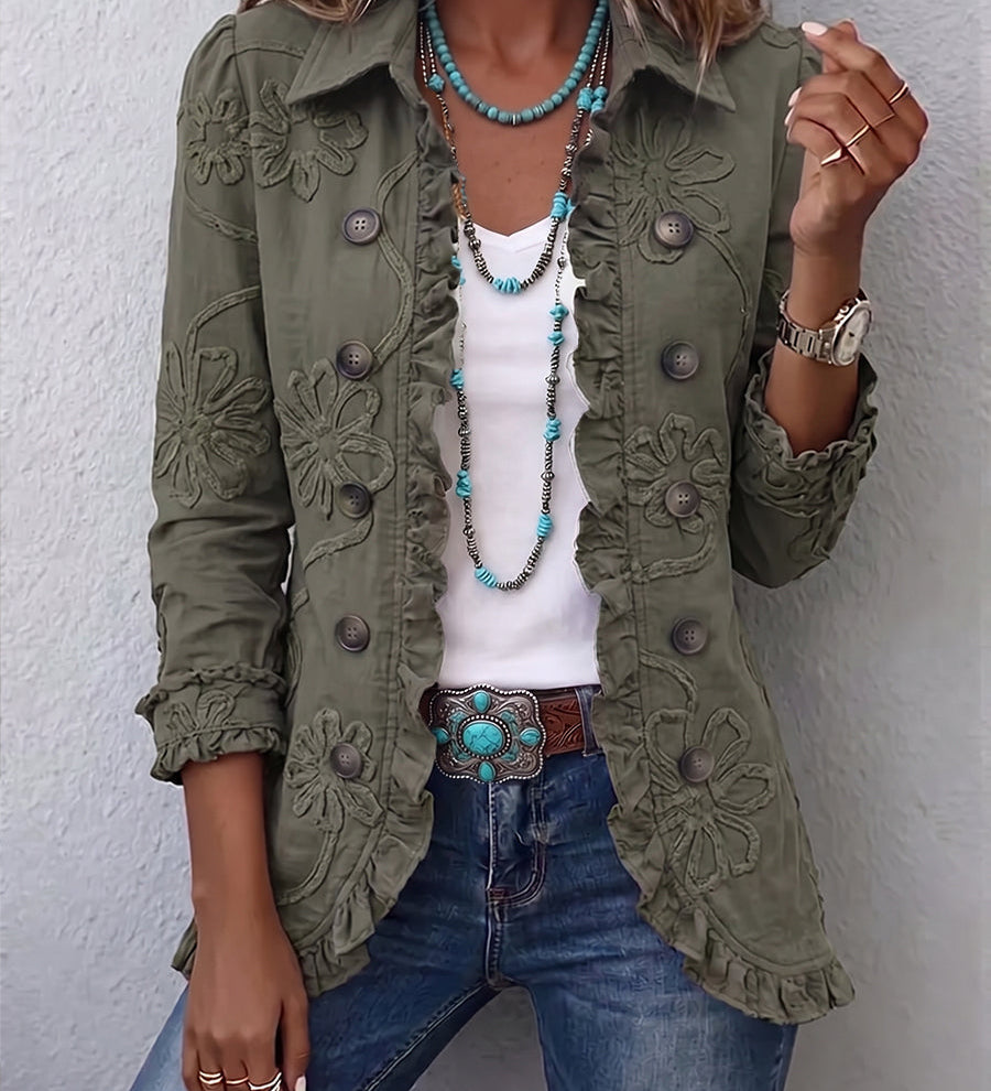 Coraleen | Veste Utilitaire Brodée Motifs Floraux
