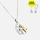Hug Pendant Necklace with Bonus Earrings