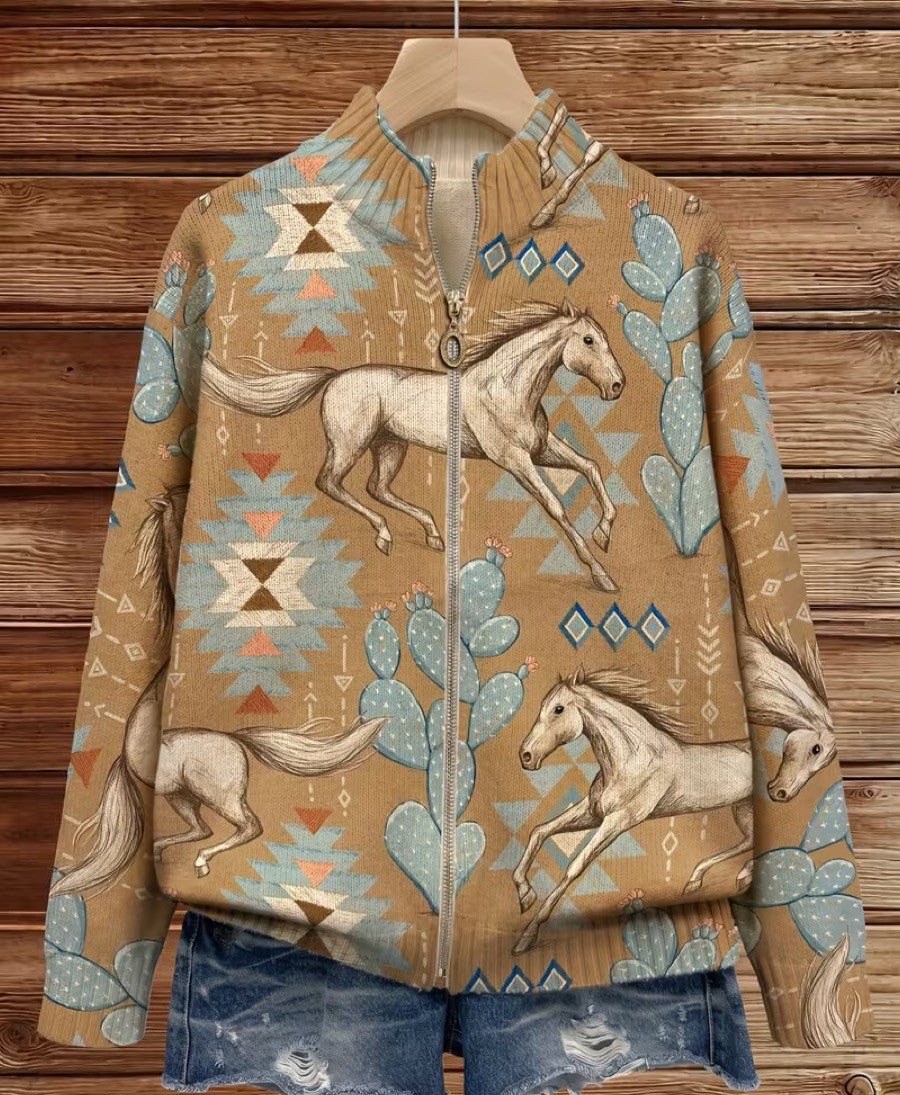 Perpetua – Gilet zippé à imprimé cactus – photo 2