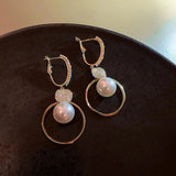 Earrings with Cultured Pearls and Embellished Balls